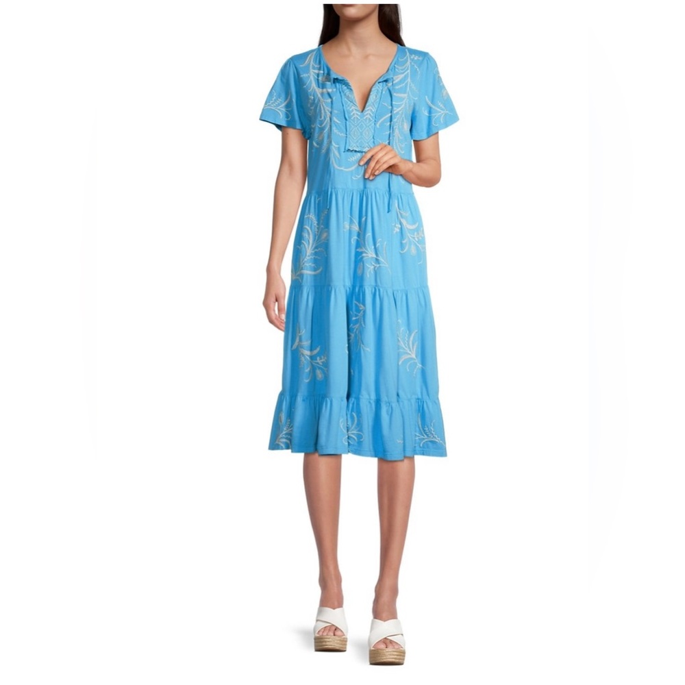 NWT Johnny Was Fern Tiered Knit Midi Dress